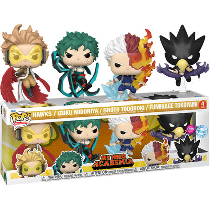 My Hero Academia - Hawks, Midoriya, Todoroki, Tokoyami US Exclusive Flocked Pop! 4-Pack