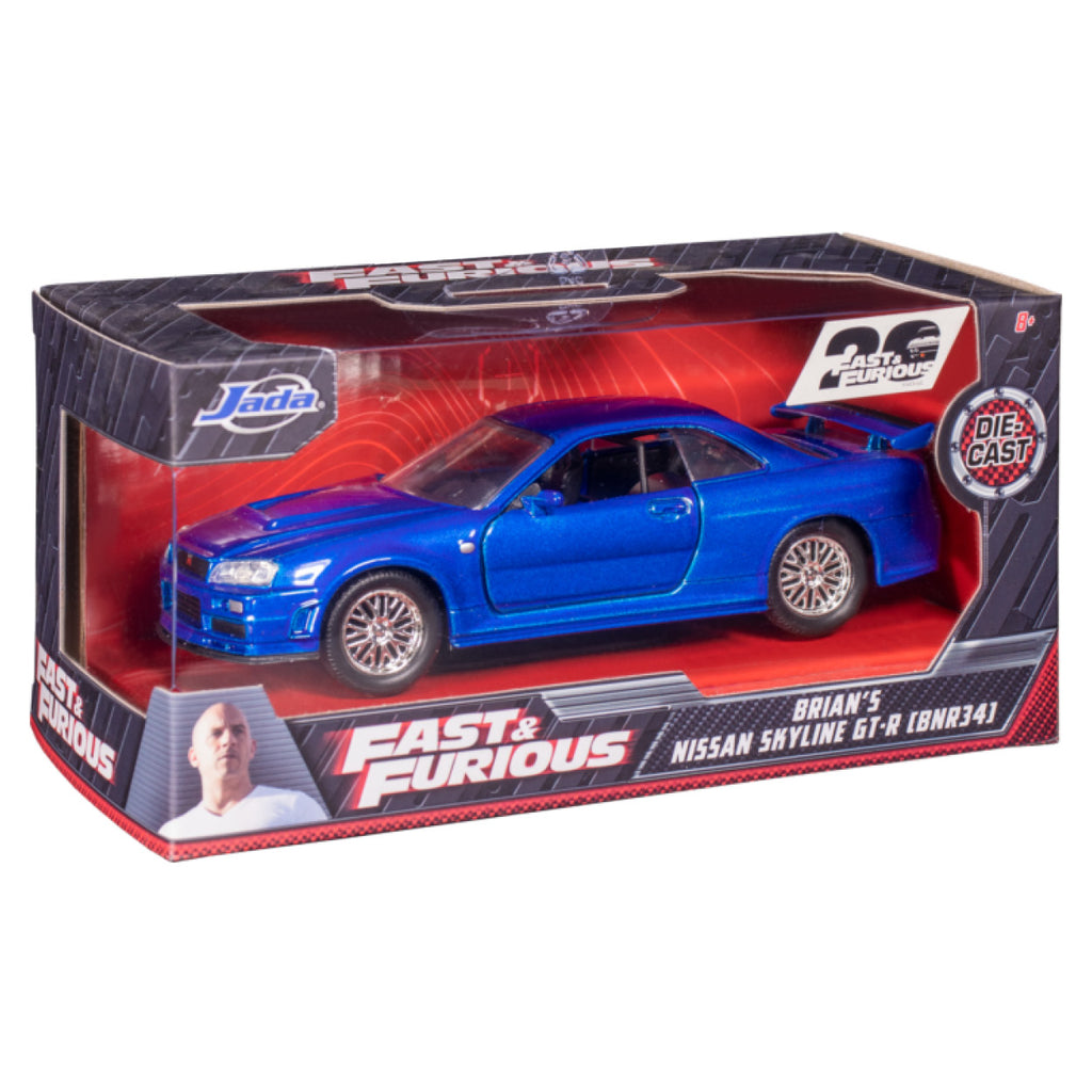 Brian's Nissan Skyline GT-R R34 Blue Fast & Furious Movie 1/32 Diecast Car  Model by Jada