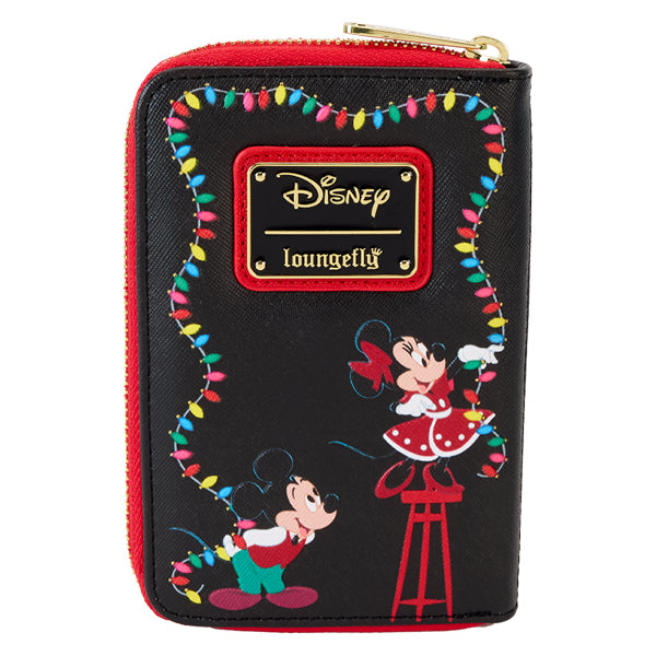 Loungefly - Disney - Mickey and Friends Christmas Light Decorations Glow in the Dark Zip Around Wallet