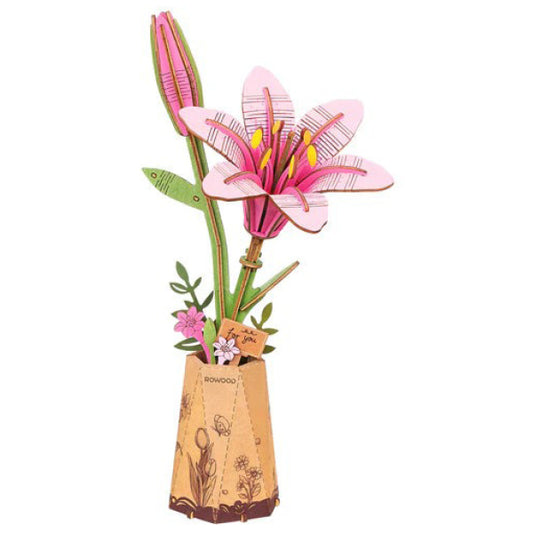 Robotime - Wood Bloom Pink Lily