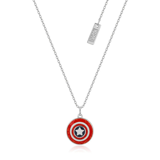 Couture Kingdom - Precious Metal Marvel Captain America Enamel Shield Necklace