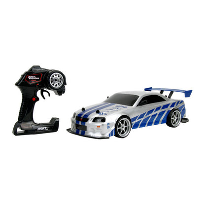 Fast & Furious - 2002 Nissan Skyline GT-R (BNR34) (Silver/Blue) 1:10 Remote Control Car