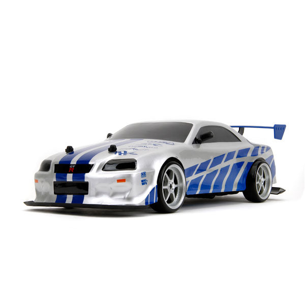 Fast & Furious - 2002 Nissan Skyline GT-R (BNR34) (Silver/Blue) 1:10 Remote Control Car