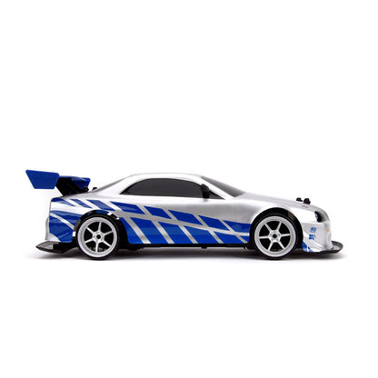 Fast & Furious - 2002 Nissan Skyline GT-R (BNR34) (Silver/Blue) 1:10 Remote Control Car