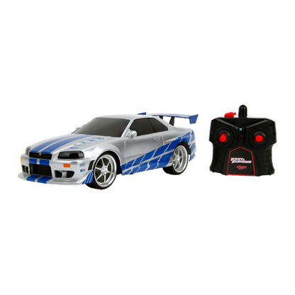 Fast & Furious - 2002 Nissan Skyline GT-R (BNR34) (Silver/Blue) 1:16 Remote Control Car