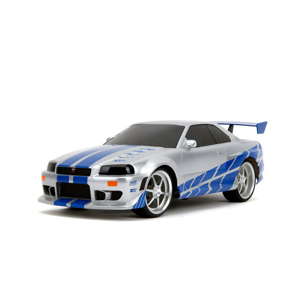 Fast & Furious - 2002 Nissan Skyline GT-R (BNR34) (Silver/Blue) 1:16 Remote Control Car