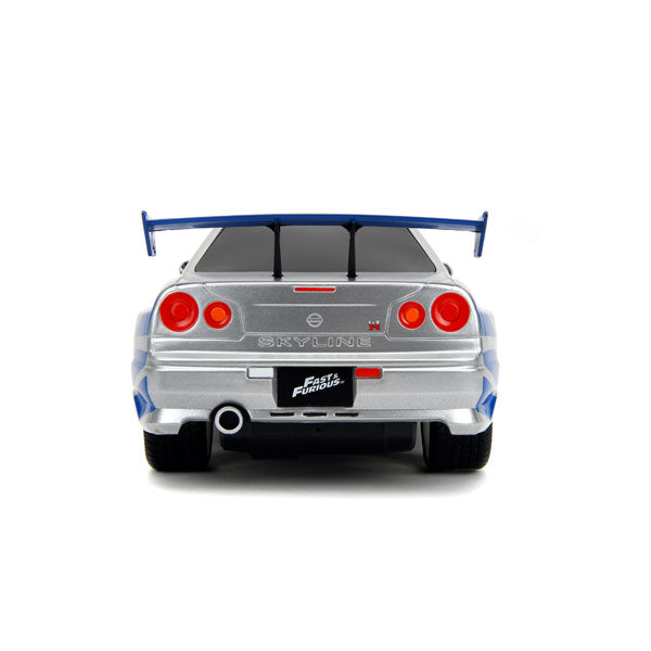 Fast & Furious - 2002 Nissan Skyline GT-R (BNR34) (Silver/Blue) 1:16 Remote Control Car