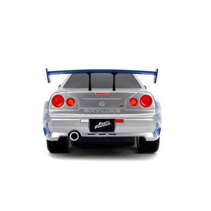 Fast & Furious - 2002 Nissan Skyline GT-R (BNR34) (Silver/Blue) 1:16 Remote Control Car