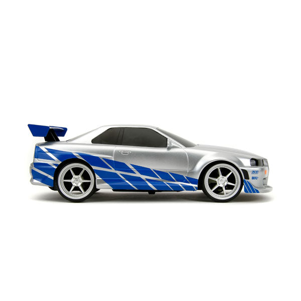 Fast & Furious - 2002 Nissan Skyline GT-R (BNR34) (Silver/Blue) 1:16 Remote Control Car