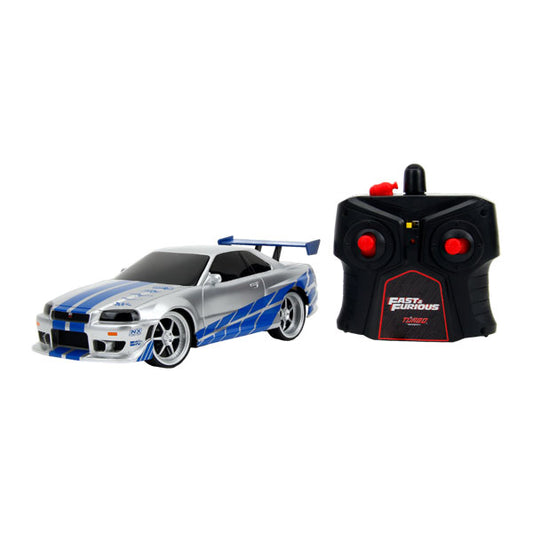 Fast & Furious - 2002 Nissan Skyline GT-R (BNR34) (Silver/Blue) 1:24 Remote Control Car