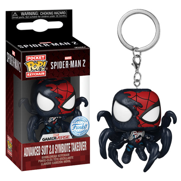 Spiderman 2 (VG 2023) - Advanced Suit 2.0 (Symbiote Takeover) US Exclusive Pocket Pop! Keychain