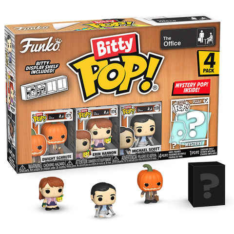 Image of The Office - Dwight (Pumpkinhead), Erin, Michael & Mystery Bitty Pop! Vinyl Figure 4 Pack