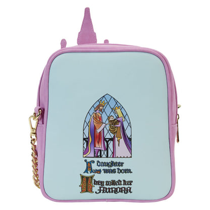 Loungefly - Sleeping Beauty -Castle Three Good Fairies Stained Glass Crossbody Bag