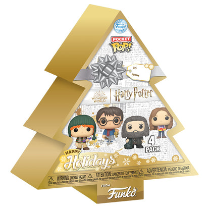 Harry Potter - Christmas Tree Holiday Box Pocket US Exclusive Pop! Vinyl 4 Pack