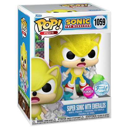 Sonic the Hedgehog - Super Sonic with Emeralds Flocked US Exclusive Pop! Vinyl