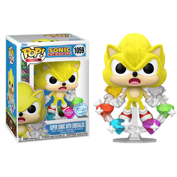 Sonic the Hedgehog - Super Sonic with Emeralds Flocked US Exclusive Pop! Vinyl