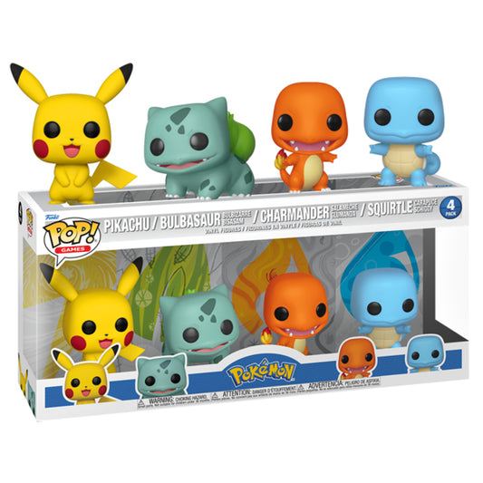 Pokemon - Pikachu, Bulbasaur, Charmander & Squirtle (Starters) Pop! Vinyl 4 Pack