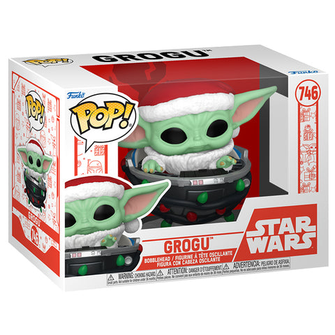 Image of Star Wars: The Mandalorian - Grogu with Santa Hat in Pram (Holiday) Pop! Vinyl