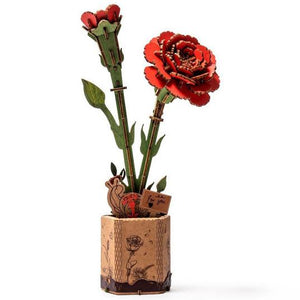 Robotime Wood Bloom Red Carnation