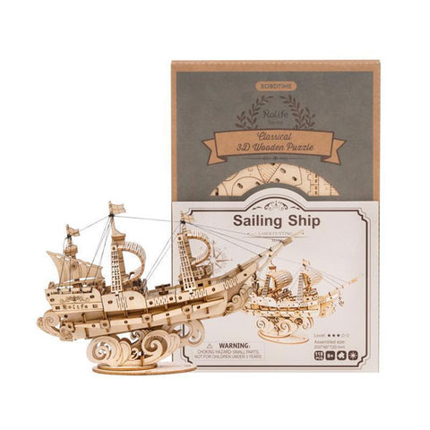 Image of Robotime Classical 3D Wooden Sailing Ship