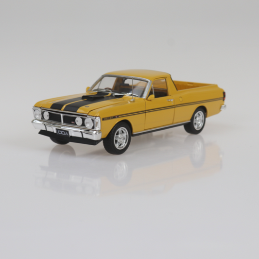 1:24 Yellow Ochre  1971 XY GTHO Ford Falcon Ute 351 T-Bar Auto Fully Detailed Opening Doors and Tailgate