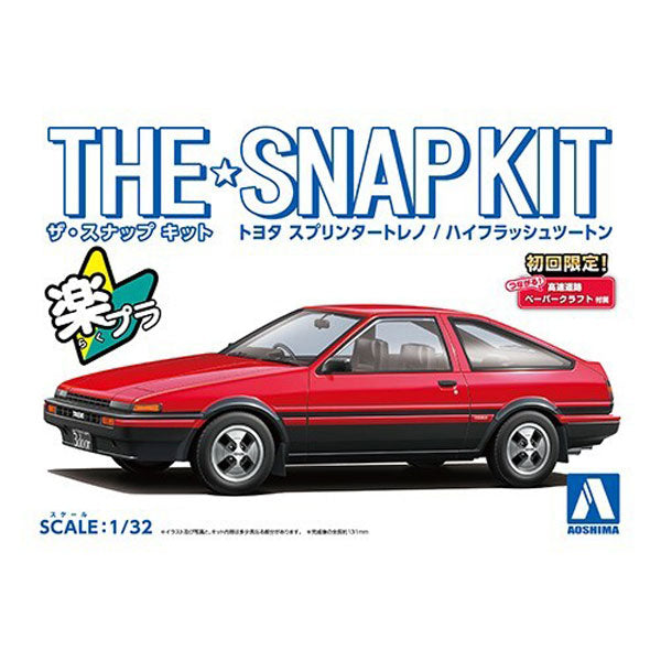 The Snap Kit Toyota Sprinter Trueno 2.00 High-Flash Two-Tone Red and Black Model Kit