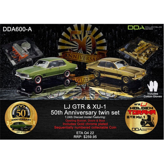 1:24 50th Anniversary Twin Set 1972 LJ Torana - Green LJ GTR- Gold LJ GTR XU1 - Fully Detailed Opening Doors, Bonnet and Boot