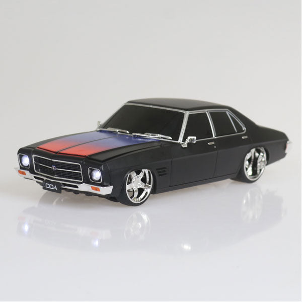 1:24 Matte Black w/Red/Blue Colour Shift Stripe Holden HQ Custom Spectra Rides Light Up - Plastic