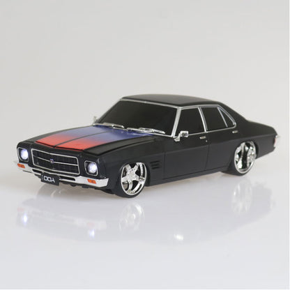 1:24 Matte Black w/Red/Blue Colour Shift Stripe Holden HQ Custom Spectra Rides Light Up - Plastic