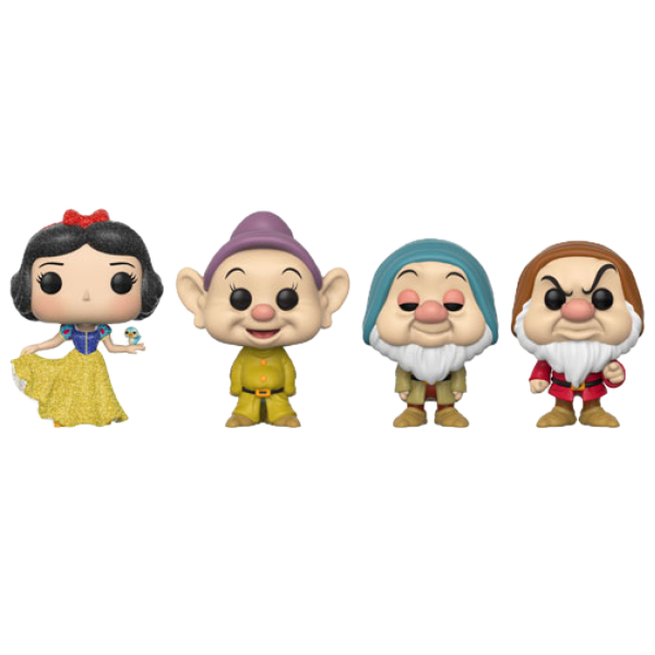 Snow White (1937) - Snow White, Dopey, Sleepy, Grumpy Exclusive Diamond Glitter Pop! 4-Pack