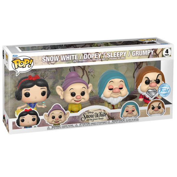 Snow White (1937) - Snow White, Dopey, Sleepy, Grumpy Exclusive Diamond Glitter Pop! 4-Pack