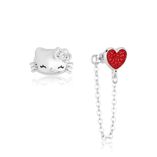 Sanrio Hello Kitty Mismatch Studs White Gold Plated