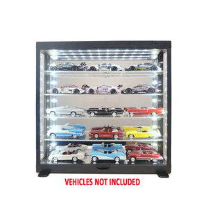 5 -Tier LED Display Case Black with Mirror Back and Mirror Base