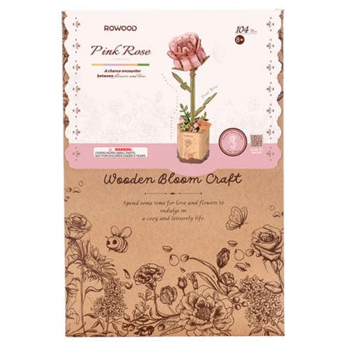 Robotime Wood Bloom Pink Rose