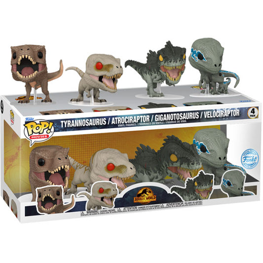 Jurassic World 3: Dominion - Tyrannosaurus, Atrociraptor, Giganotosaurus & Velociraptor US Exclusive Pop! Vinyl 4-Pack