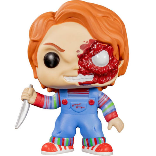 Childs Play - Chucky Half Battle Damaged US Exclusive Pop! Vinyl